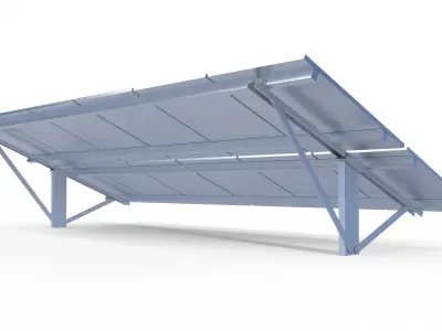 Solar Panel on Rack Low-poly 3D model
