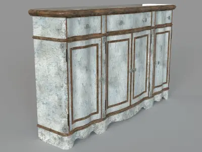 Pulaski Vintage Distressed Credenza Grey 3D model