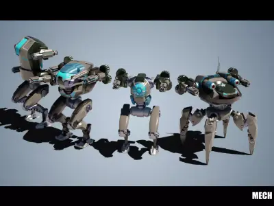 MECH 01-04 Low-poly 3D model