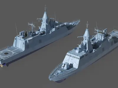 Combat Ship Class Corvette Navy Rigged for Maya 3D model