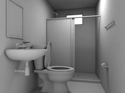 Realistic Bathroom toilet - toilet Low-poly 3D model