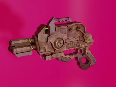 Stylized Sci-Fi Gun Weapon PBR low-poly game-ready Low-poly 3D model