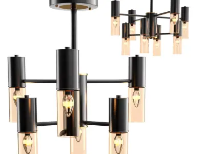 Loft style ceiling chandelier 3D model