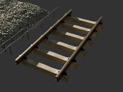 High Poly Modular Railway Pack 3D model
