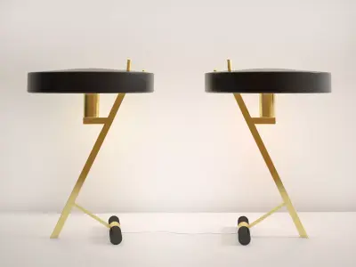 Z Lamp table with shade and gold base 3D model