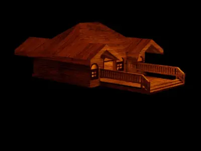  Wooden house 3d model Low poly Free low-poly 3D model