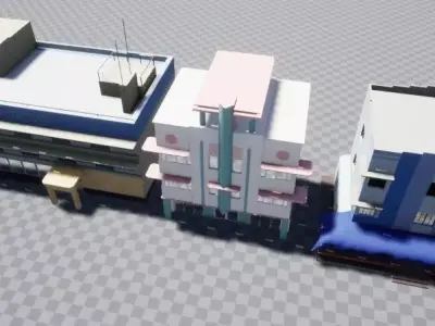 Hotels buildings - buildings Low-poly 3D model