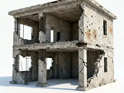 Realistic War-Torn Urban Ruins Collection 3D Model Pack