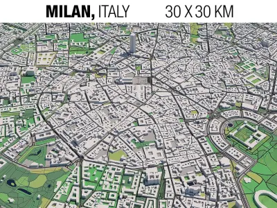 Milan Italy 30x30km 3D City Map 3D model
