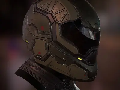 Futuristic soldier helmet Low-poly 3D model
