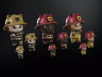 Cats8Pack2 Low-poly 3D model