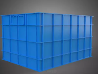 WATER FISH BLUE PLASTIC BOX CRATE CONTAINER STORAGE RACK TANK 3D model