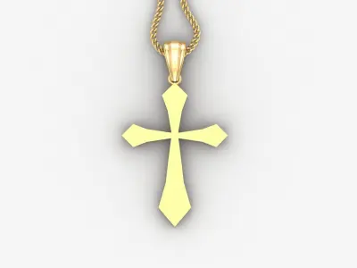 Light Gold 18K Cross Pendant 2CP009 3D print model