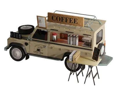 Jeep truck coffee set 6 3D model