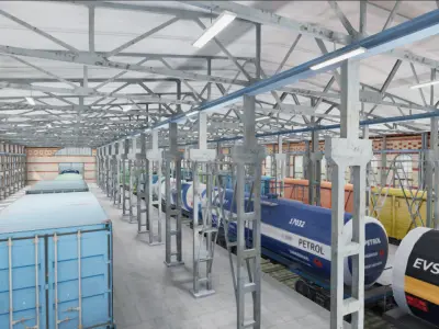 Railway Station Scene - Trains Pack Low-poly 3D model