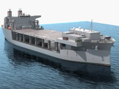  Sea Base Vessel with Open Deck Hangars on Water 