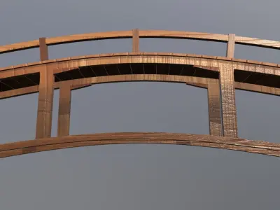 Asian Wood Bridge Low-poly 3D model