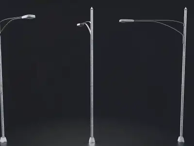 Street and Park Lamp Post Set Low-poly 3D model
