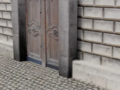 Old wood door Low-poly 3D model 2