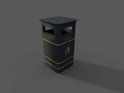 Garbage can PBR Low-poly 3D model
