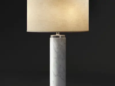 CYLINDRICAL COLUMN MARBLE TABLE LAMP 3D model