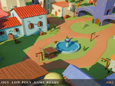 fantasy village Low-poly 3D model purchase