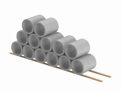 Concrete Pipes Stack  3D model