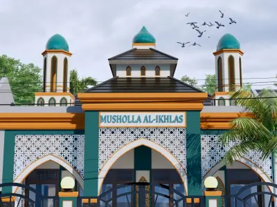 Colorfull Unique Modern Mosque Prayer Room For Mosleme 3D model