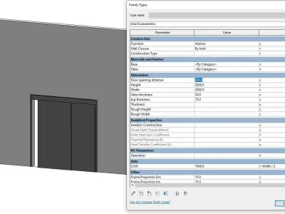 Sliding door exterior - Full parametric Revit Family  Free low-poly 3D model