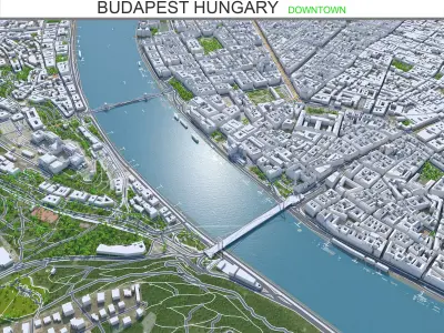 Budapest Downtown in Hungary Low-poly 3D model