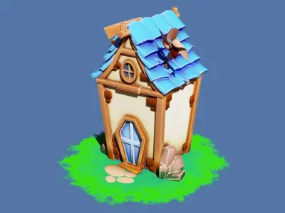 Stylized House Low-poly 3D model