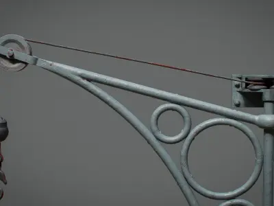 Victorian Wharf Wall Hoists Cranes Set 3D model