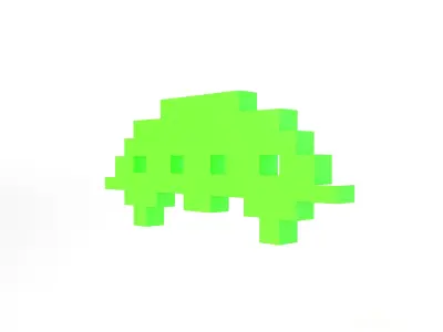 Space Invaders v4 001 Low-poly 3D model