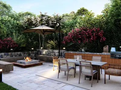  3D Exterior Scene 3D model design backyard garden and landscape 3D model