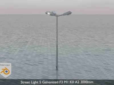 Street Light 5 Galvanized F3 M1 K0 A2 3000mm Low-poly 3D model