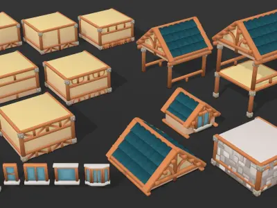 Medieval Town Asset Pack Low-poly 3D model