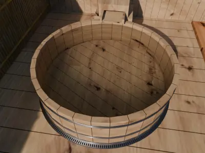 Open-air bath of Japanese cypress 3D model