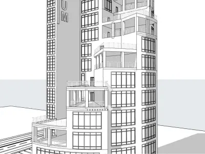 High-rise hotel with 22 floors 3D model