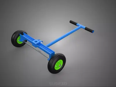 STEERING HANDLE LEVER RANGE CONTROL AXLE WHEEL TIRE CART TROLLEY 3D model