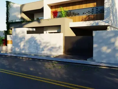 3D Model Modern Two-Story House Low-poly 3D model