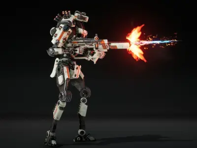 Etasphera85 robot holding gun Low-poly 3D model