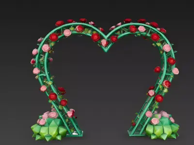 Romantic Heart-Shaped Rose Archway 3D Model Low-poly 3D model