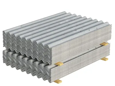 Concrete Roof Tiles On Wood Planks Low-poly 3D model