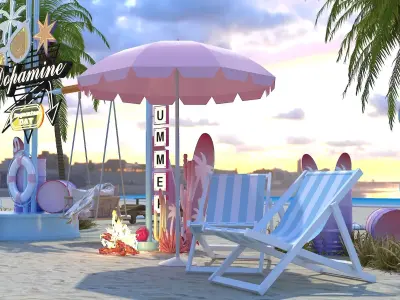 Beach leisure 3D model buy
