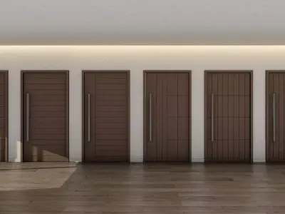 Set of 10 Realistic Wooden door collection low poly Doors 3D Model Pack