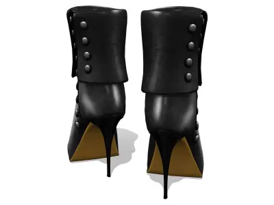 Buttons Heel Boots Low-poly 3D model