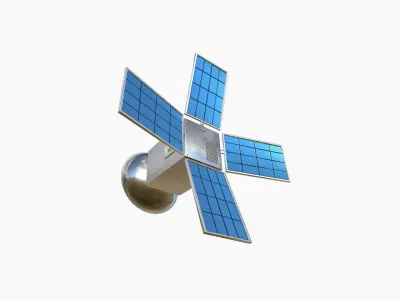 Satellite G08 Aluminum - SciFi Space Design Low-poly 3D model