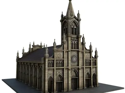 Cathedral church Low-poly 3D model