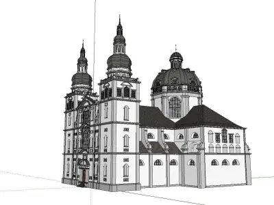 Architecture-Religion-God-Culture-Temple-0107 church with two... 3D model