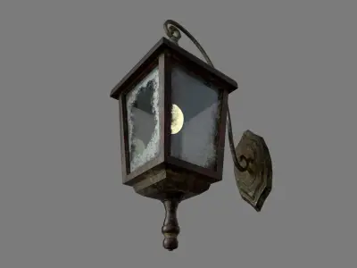 Old Rusted Outdoor Wall Lamp Low-poly 3D model buy